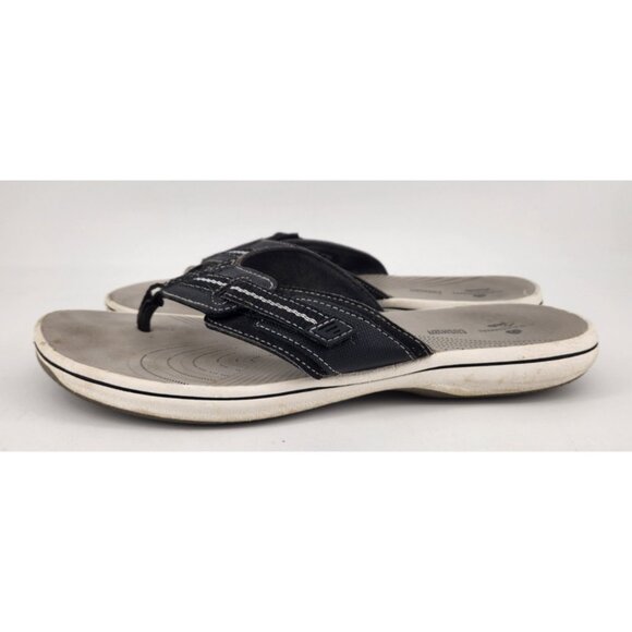 Clarks Cloudsteppers Women's Size 9 M Black T Strap Thong Sandals Flip Flops - Picture 4 of 11